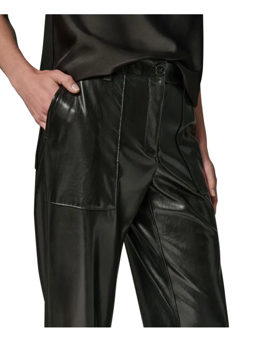 Брюки из полиуретана с карманами Patch Pockets Donna Karan New York — изображение 4 из 7, черный