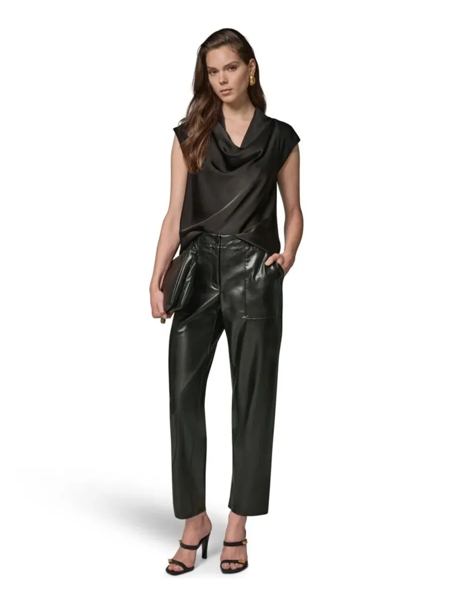 Брюки из полиуретана с карманами Patch Pockets Donna Karan New York — изображение 6 из 7, черный
