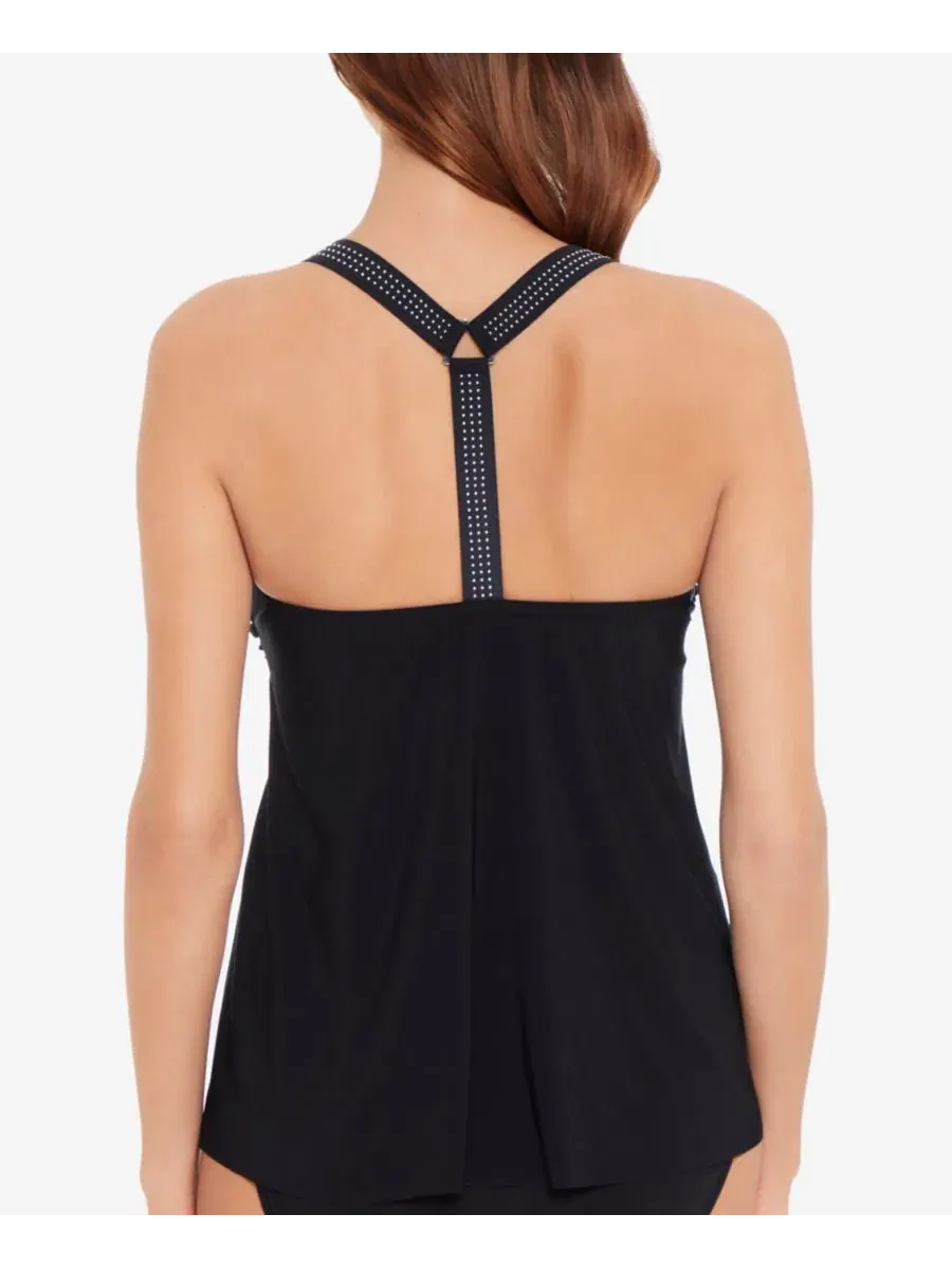 Танкини-топ с застежкой-молнией Carly Studded Tankini Top Magicsuit — изображение 2 из 3, черный