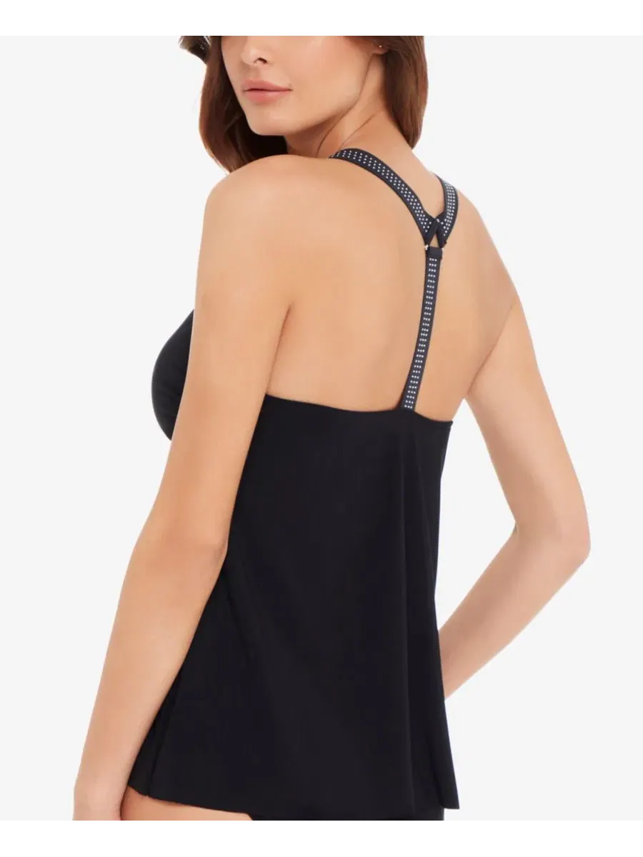 Танкини-топ с застежкой-молнией Carly Studded Tankini Top Magicsuit — изображение 3 из 3, черный