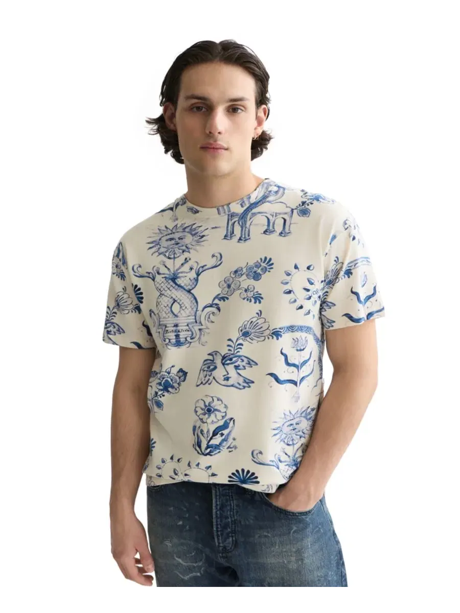Футболка с принтом Delft Tiles, Scotch & Soda — изображение 1 из 6, синий