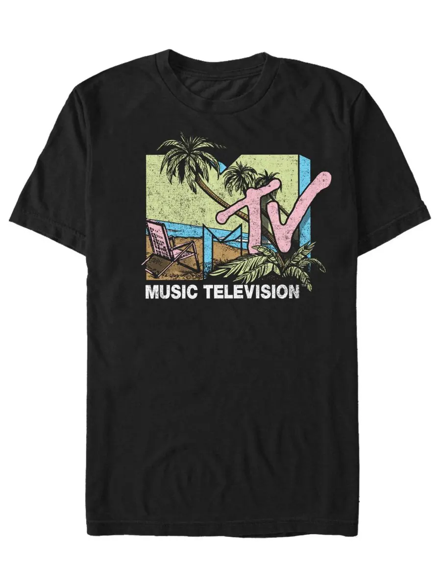 Мужская футболка с коротким рукавом и круглым вырезом MTV Fifth Sun — изображение 1 из 3, черный