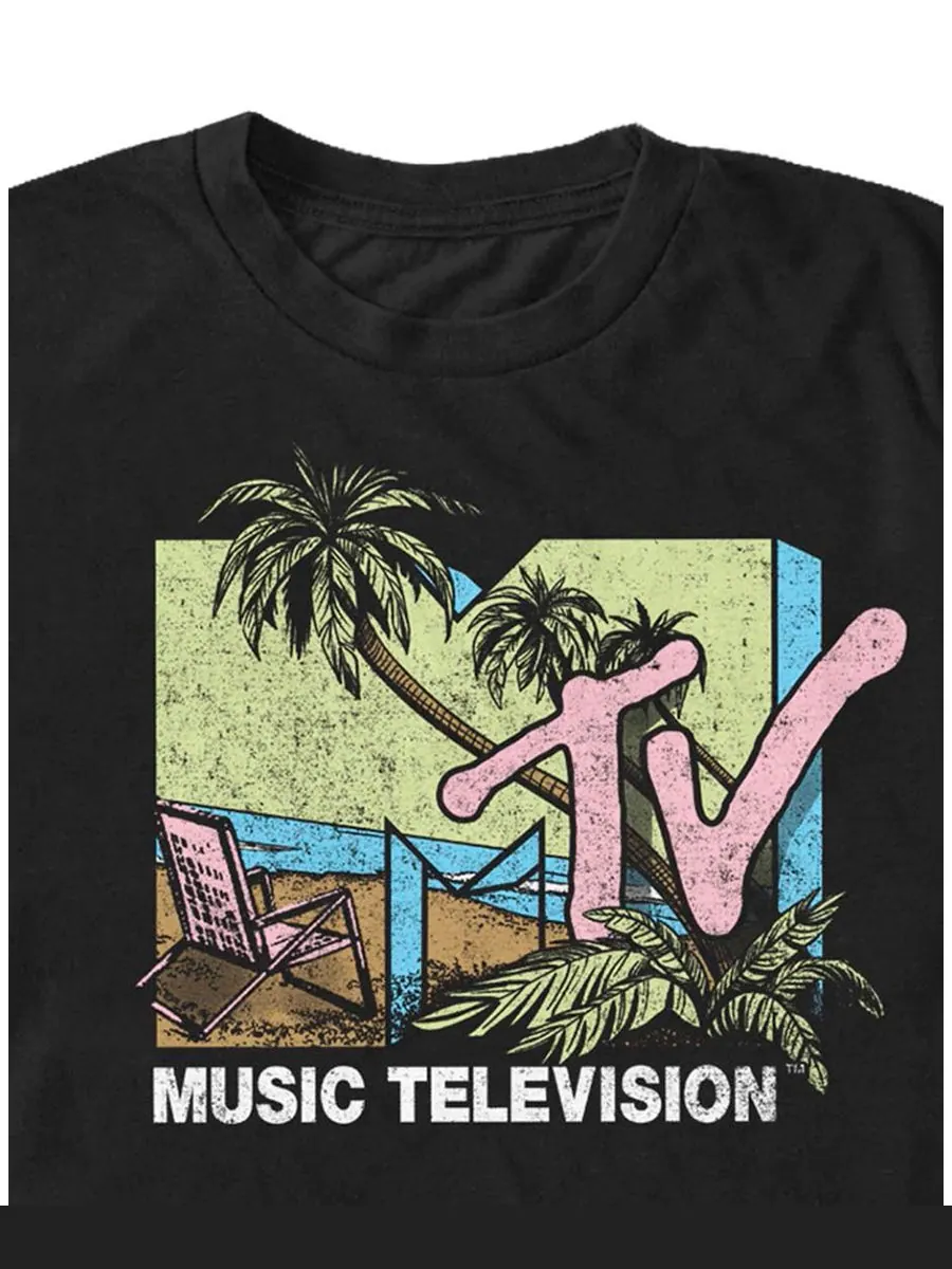 Мужская футболка с коротким рукавом и круглым вырезом MTV Fifth Sun — изображение 2 из 3, черный
