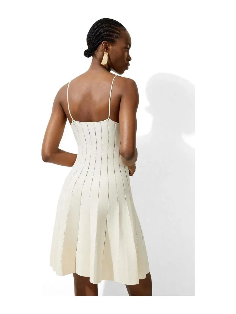 Платье мини с прозрачной деталью Karen Millen — изображение 3 из 4, бежевый