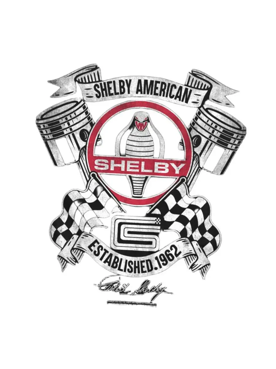 Футболка с принтом Shelby Cobra Piston Chequered Mustang — изображение 3 из 3, черный