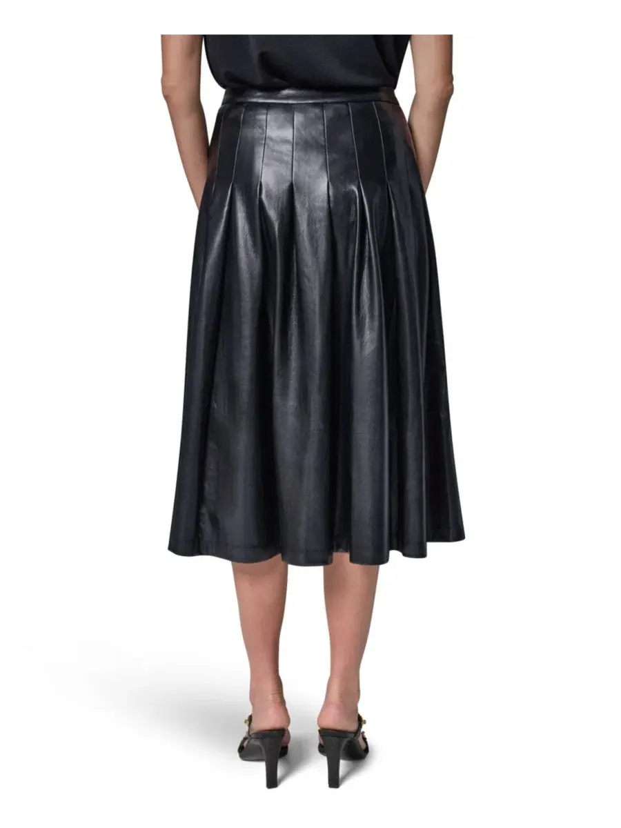 Юбка миди из искусственной кожи с плиссе Donna Karan New York — изображение 5 из 6, черный