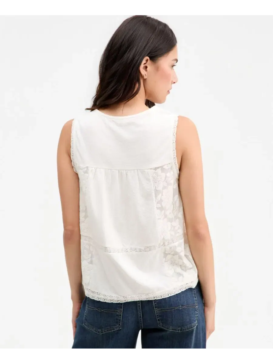 Топ без рукавов с вышивкой Lucky Brand — изображение 4 из 4, бежевый