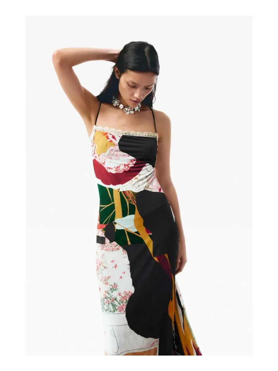 Платье с принтом, без рукавов Desigual — изображение 3 из 5, черный