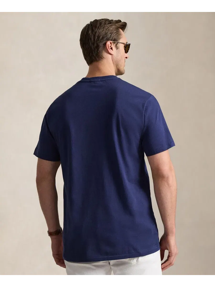 Футболка классического кроя с вышитым медведем Polo Ralph Lauren — изображение 4 из 5, темно-синий