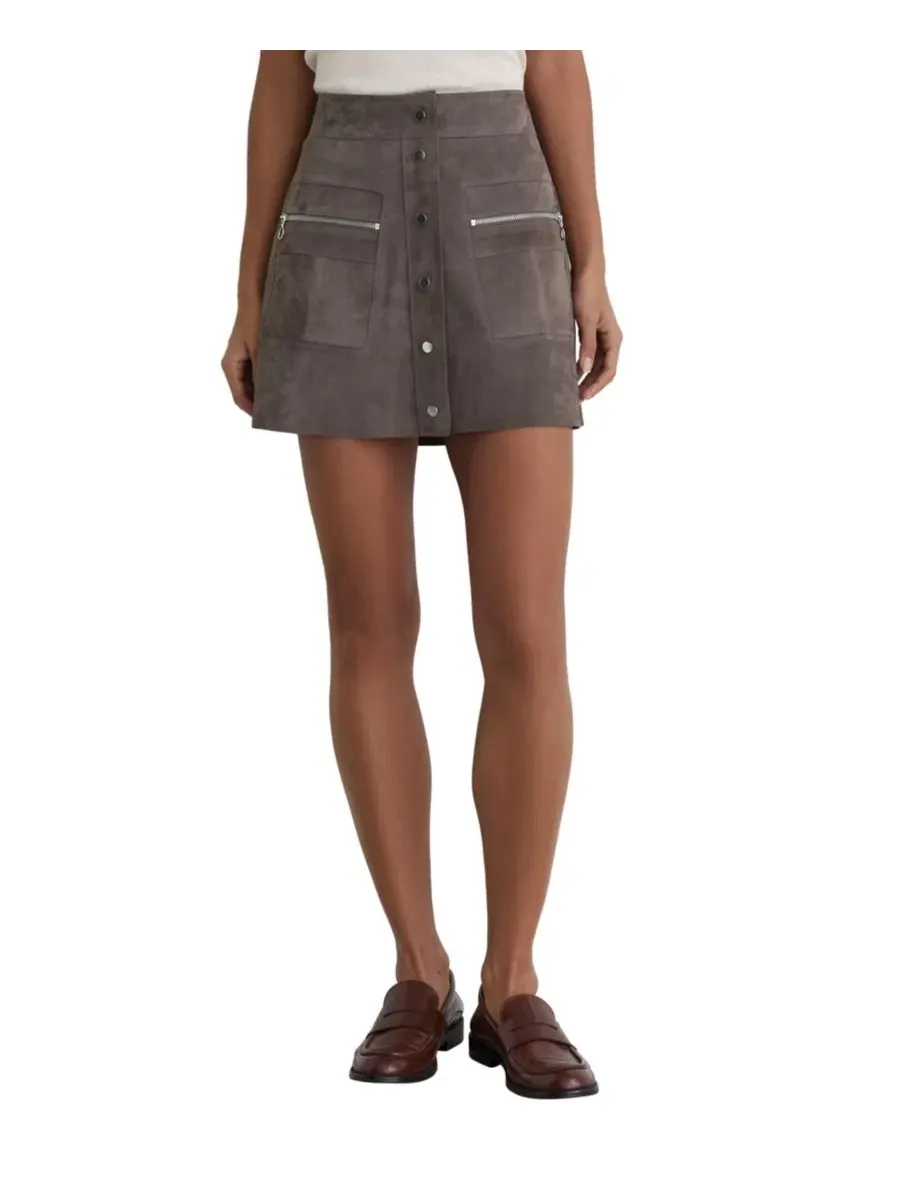 Юбка-трапеция Tia Mini A-Line High-Waisted REISS — изображение 1 из 5, серый