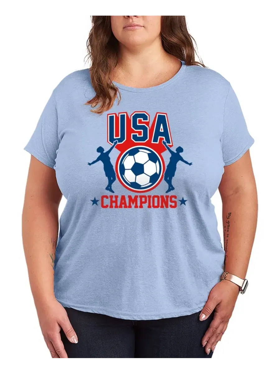 Футболка с принтом USA Soccer Champions Plus Size Hybrid Apparel — изображение 1 из 3, синий