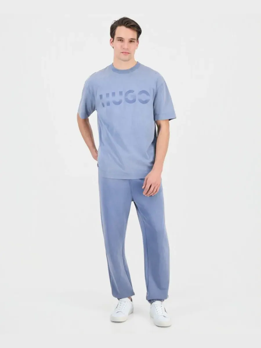 Мужская футболка Nenzye с коротким рукавом и круглым вырезом, с логотипом Hugo Boss — изображение 4 из 4, синий