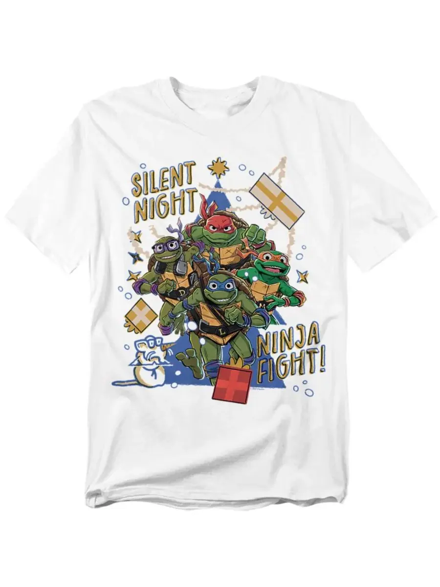 Мужская футболка Mayhem Christmas, Silent Night, Ninja Fight Teenage Mutant Ninja Turtles — изображение 1 из 3, белый