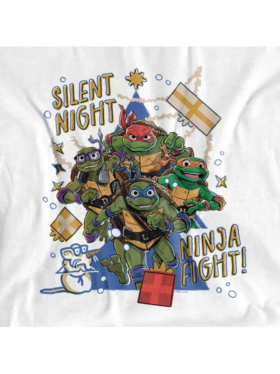 Мужская футболка Mayhem Christmas, Silent Night, Ninja Fight Teenage Mutant Ninja Turtles — изображение 2 из 3, белый