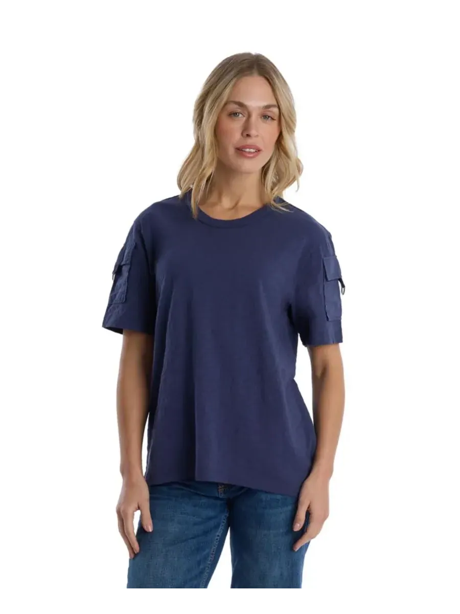 Женская футболка с круглым вырезом и асимметричным низом WILT Clothing — изображение 1 из 6, синий
