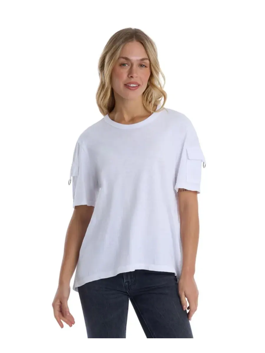 Женская футболка с круглым вырезом и асимметричным низом WILT Clothing — изображение 1 из 4, белый