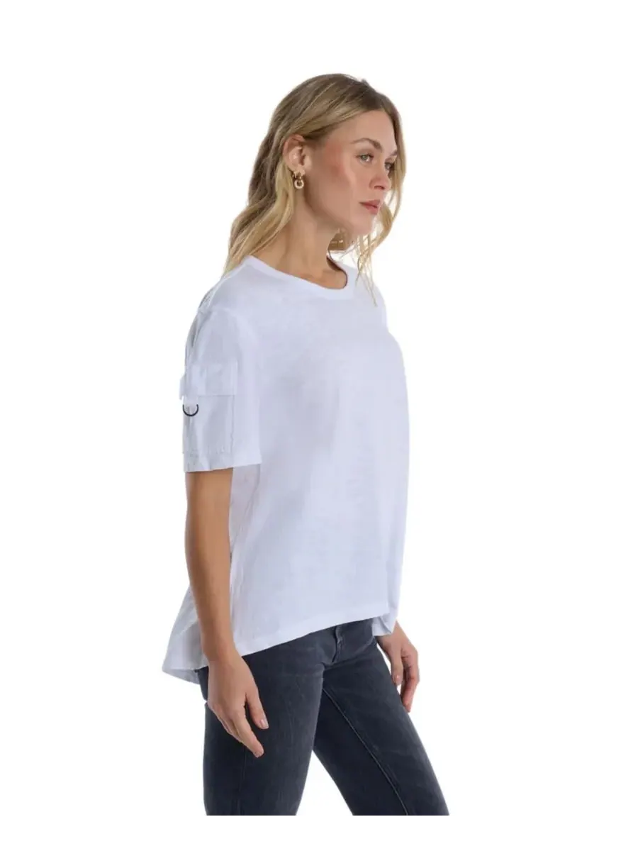 Женская футболка с круглым вырезом и асимметричным низом WILT Clothing — изображение 3 из 4, белый