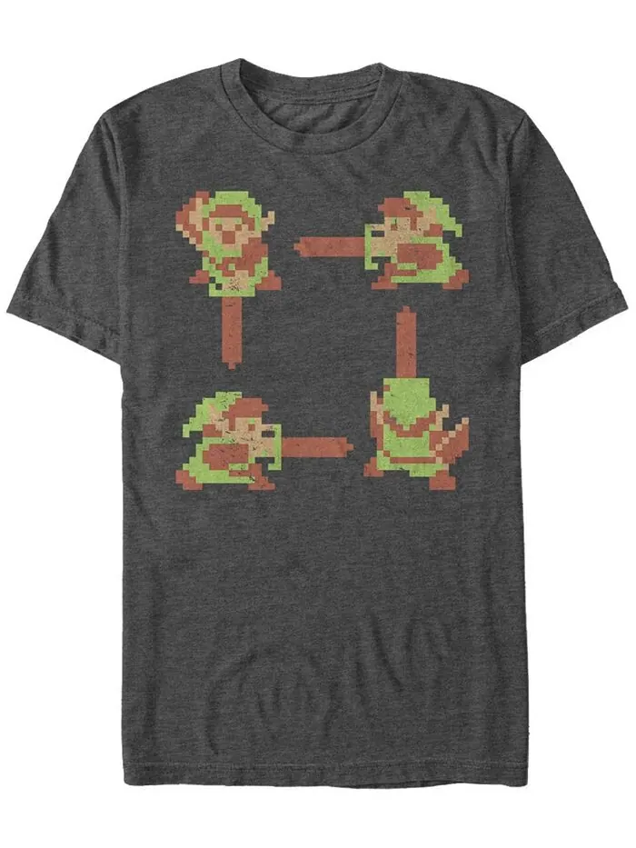 Мужская футболка Nintendo Legend of Zelda 8-Bit Link с коротким рукавом Fifth Sun — изображение 1 из 1, темно-серый