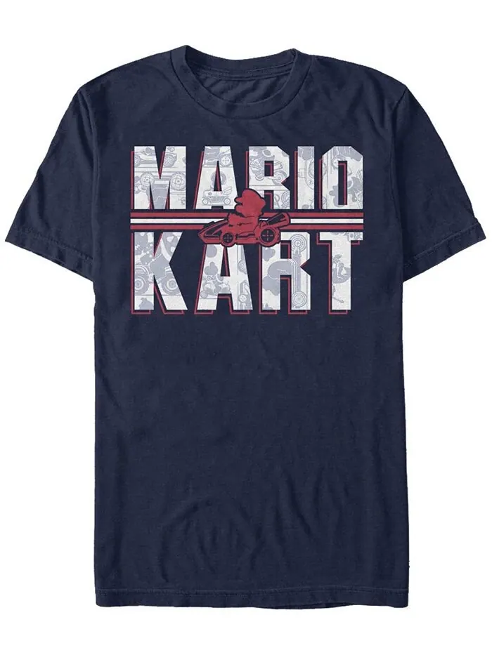 Мужская футболка Nintendo с коротким рукавом и логотипом Mario Kart Shadowed Fifth Sun — изображение 1 из 1, темно-синий