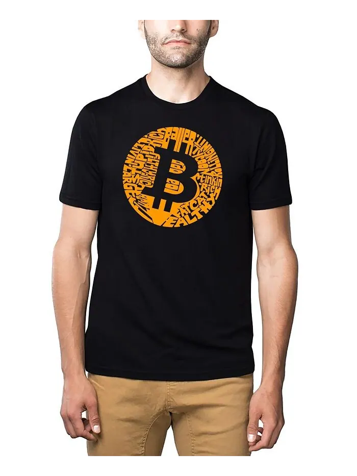 Мужская футболка Bitcoin Premium Word Art LA Pop Art — изображение 1 из 2, черный