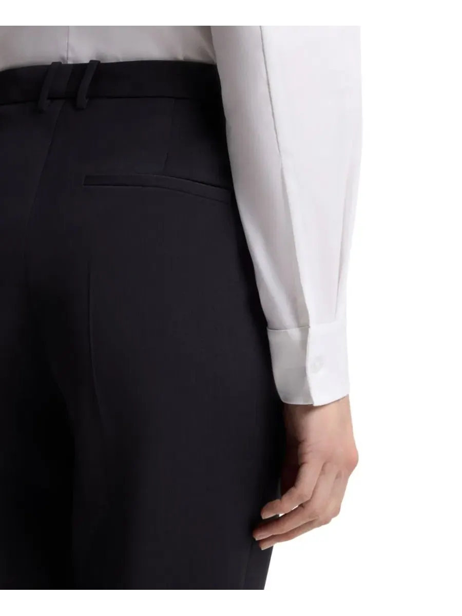 Укороченные брюки из шерсти BOSS by для женщин, прямого кроя Hugo Boss — изображение 3 из 5, синий