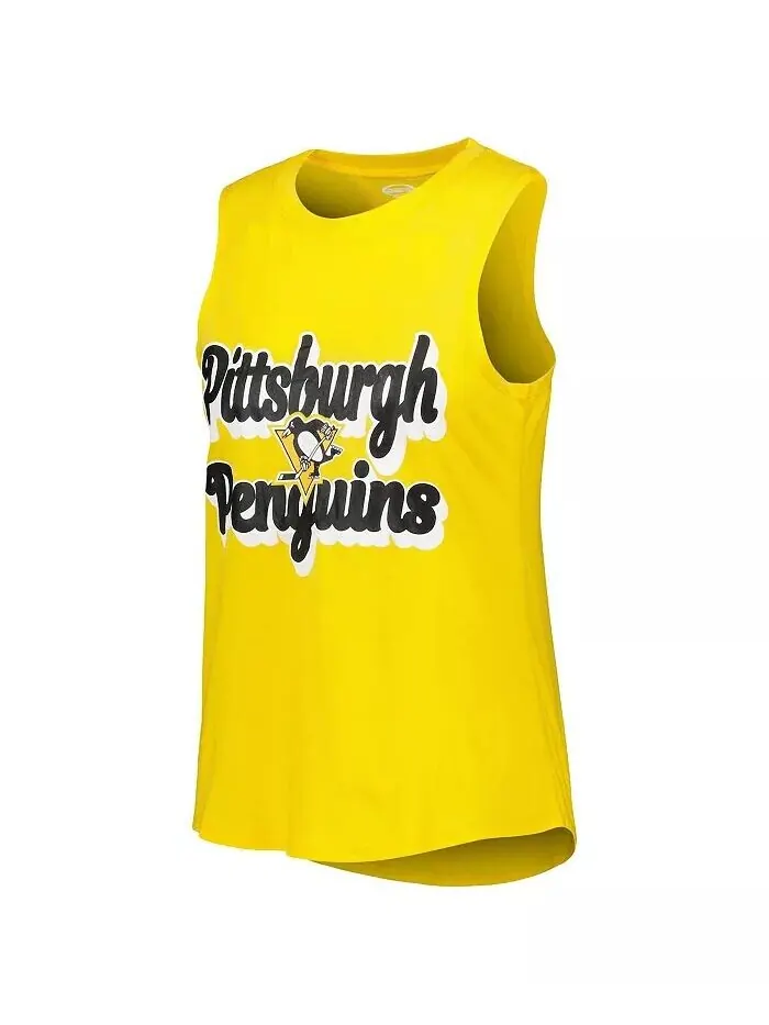 Женский комплект для сна из майки и брюк Pittsburgh Penguins Meter Muscle — изображение 4 из 4, золотистый