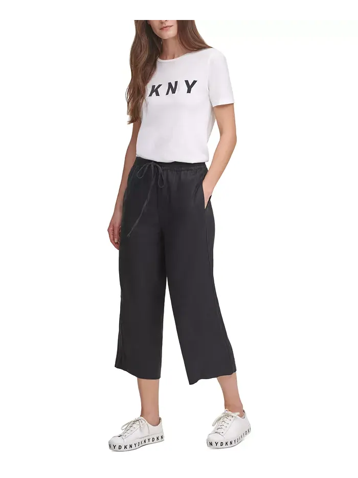Широкие брюки на резинке DKNY — изображение 3 из 3, черный