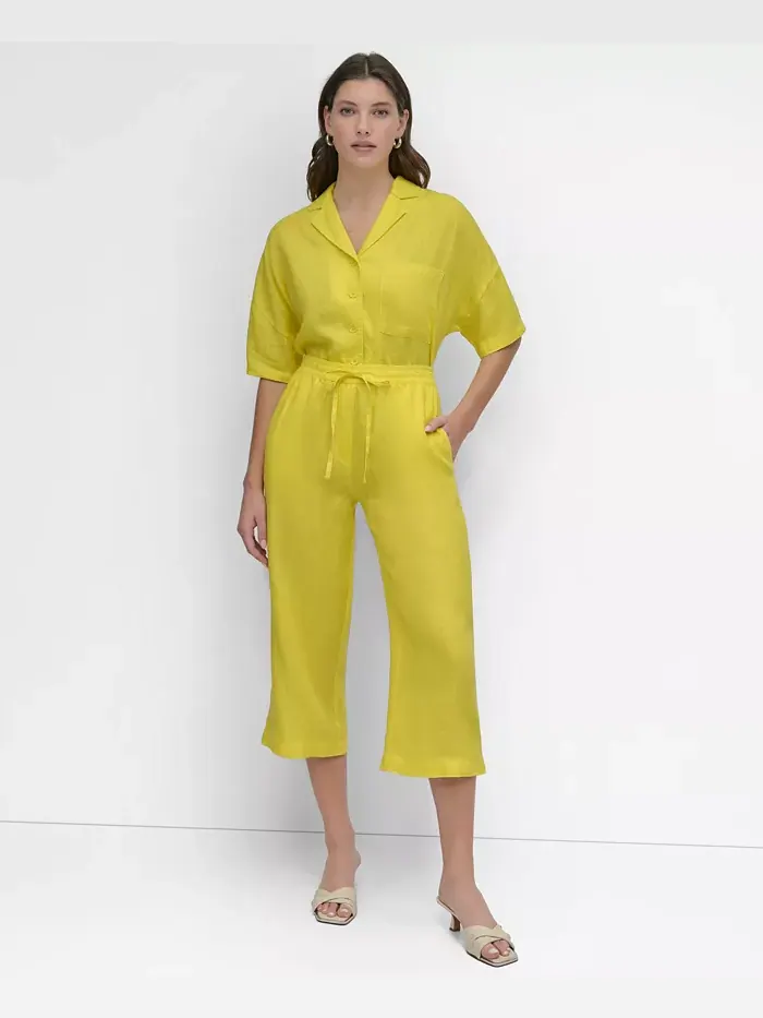Широкие брюки на резинке DKNY — изображение 6 из 8, белый