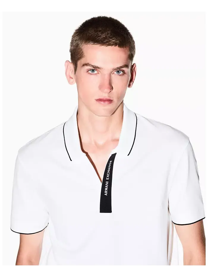 Мужская поло с логотипом из репсовой ленты A|X Armani Exchange — изображение 3 из 5, бежевый/бежевый