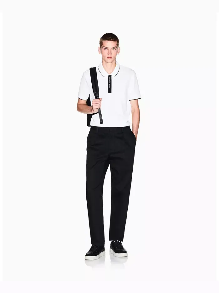 Мужская поло с логотипом из репсовой ленты A|X Armani Exchange — изображение 4 из 5, бежевый/бежевый