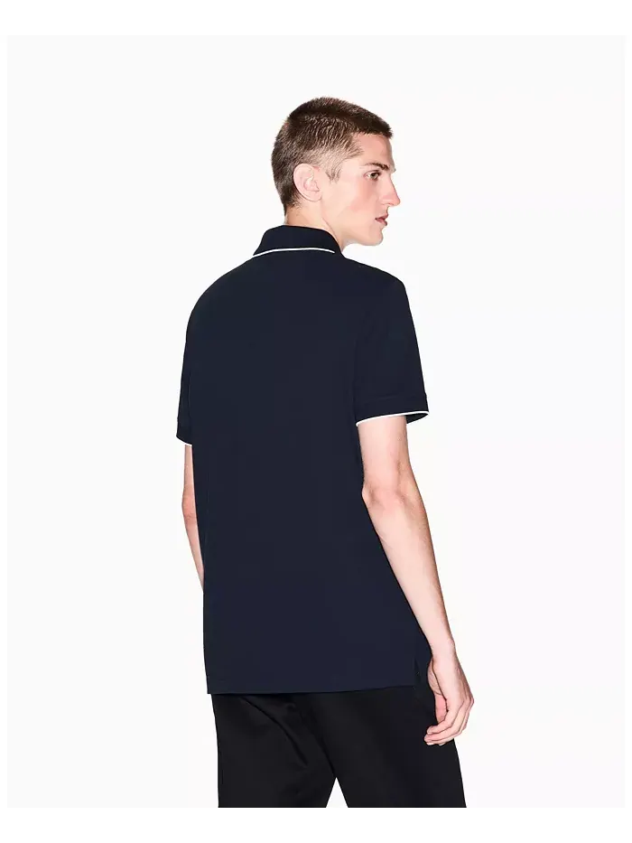 Мужская поло с логотипом из репсовой ленты A|X Armani Exchange — изображение 2 из 5, синий