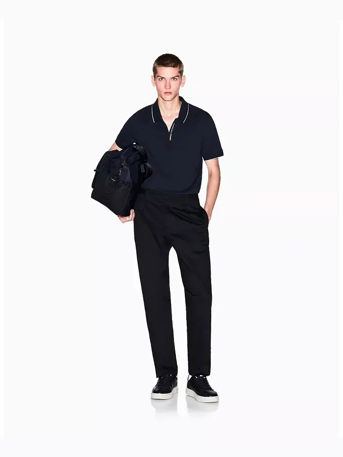 Мужская поло с логотипом из репсовой ленты A|X Armani Exchange — изображение 4 из 5, синий