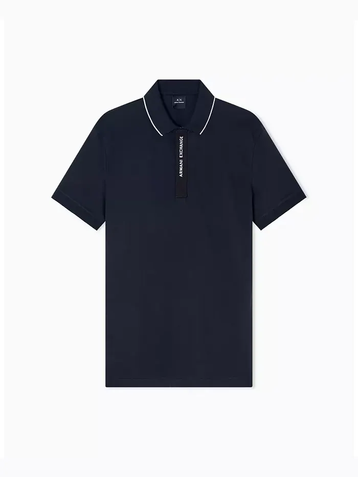 Мужская поло с логотипом из репсовой ленты A|X Armani Exchange — изображение 5 из 5, синий