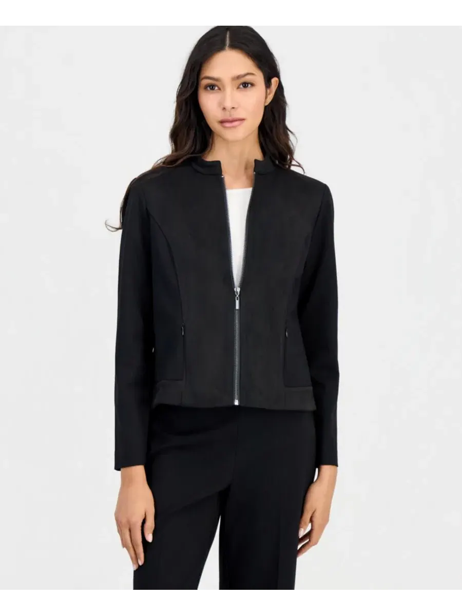 Жакет-косуха из скубы с молнией Anne Klein Essentials — изображение 1 из 11, черный