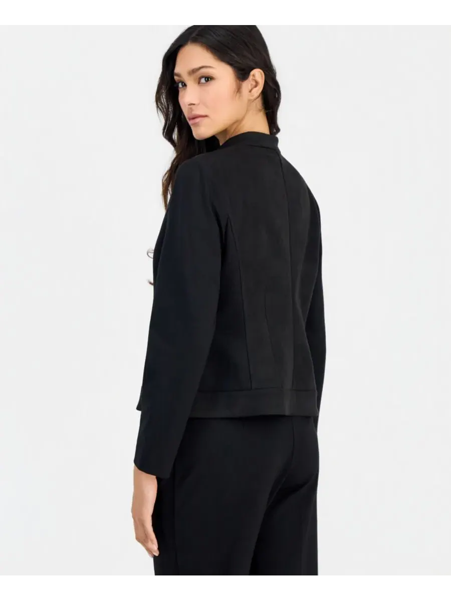 Жакет-косуха из скубы с молнией Anne Klein Essentials — изображение 2 из 11, черный