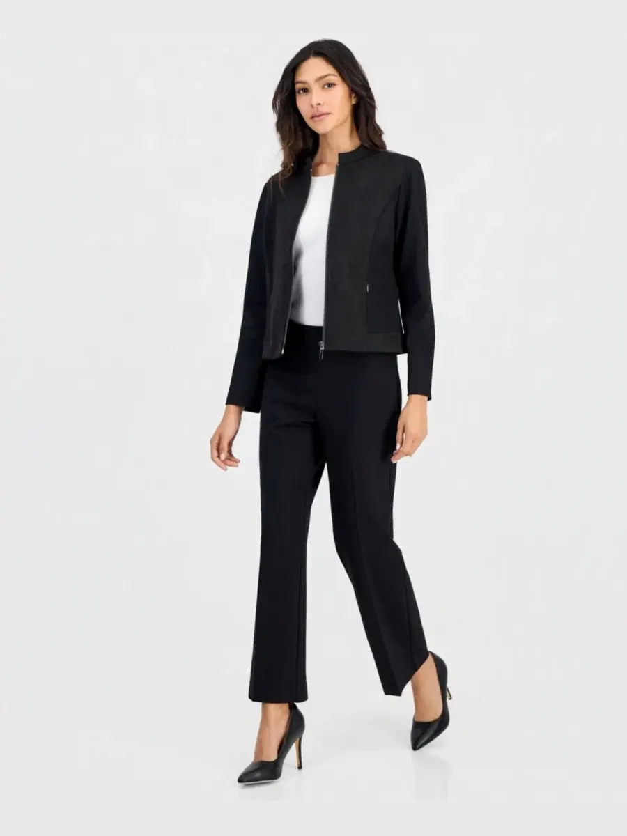 Жакет-косуха из скубы с молнией Anne Klein Essentials — изображение 4 из 11, черный