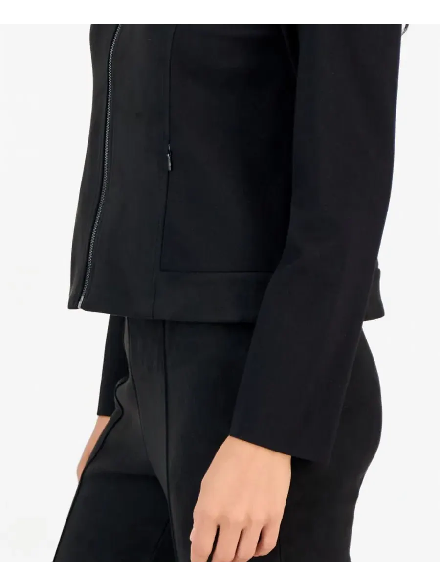 Жакет-косуха из скубы с молнией Anne Klein Essentials — изображение 6 из 11, черный