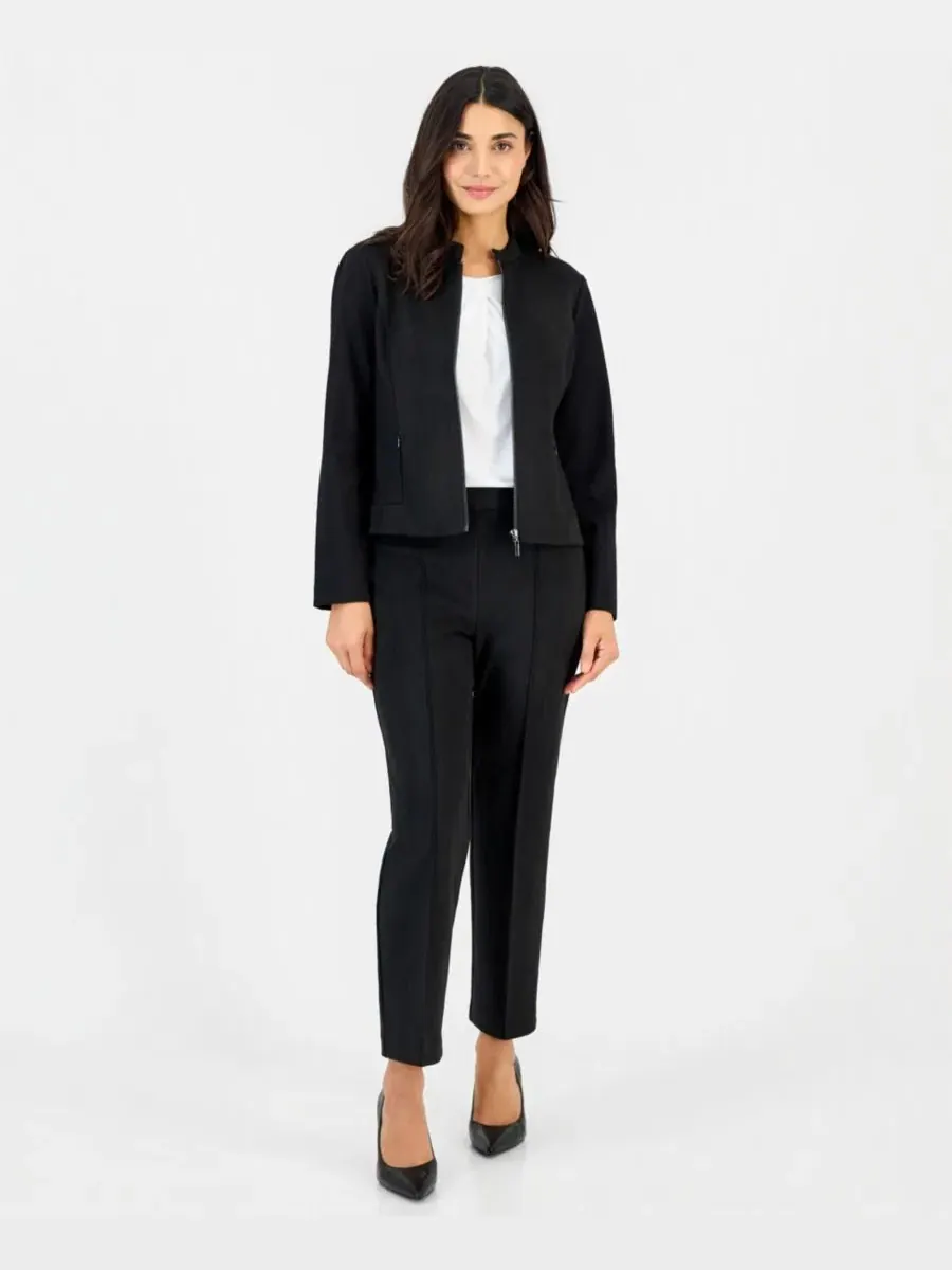 Жакет-косуха из скубы с молнией Anne Klein Essentials — изображение 8 из 11, черный