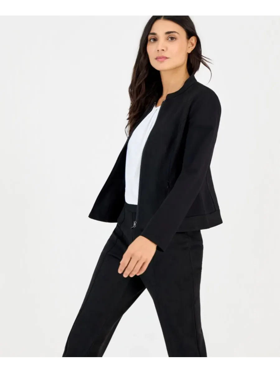 Жакет-косуха из скубы с молнией Anne Klein Essentials — изображение 9 из 11, черный