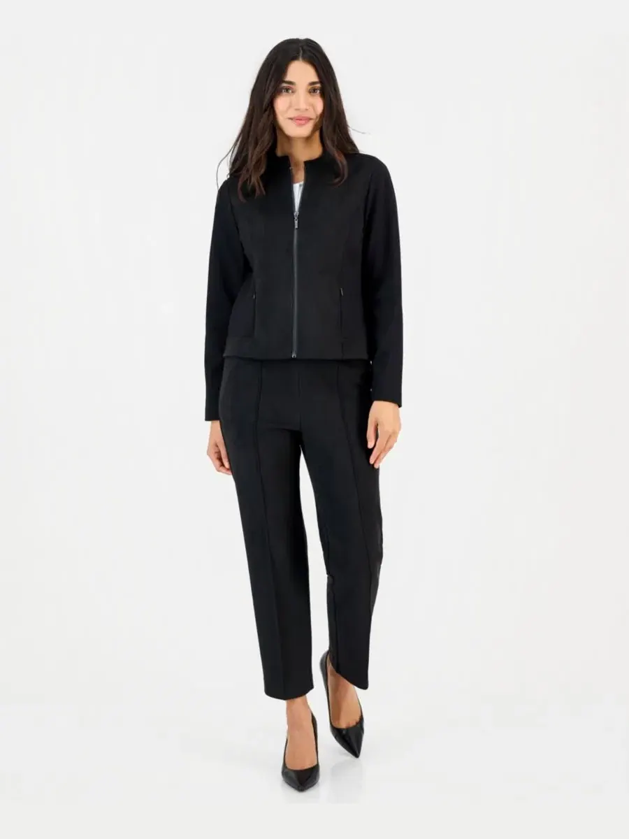 Жакет-косуха из скубы с молнией Anne Klein Essentials — изображение 10 из 11, черный