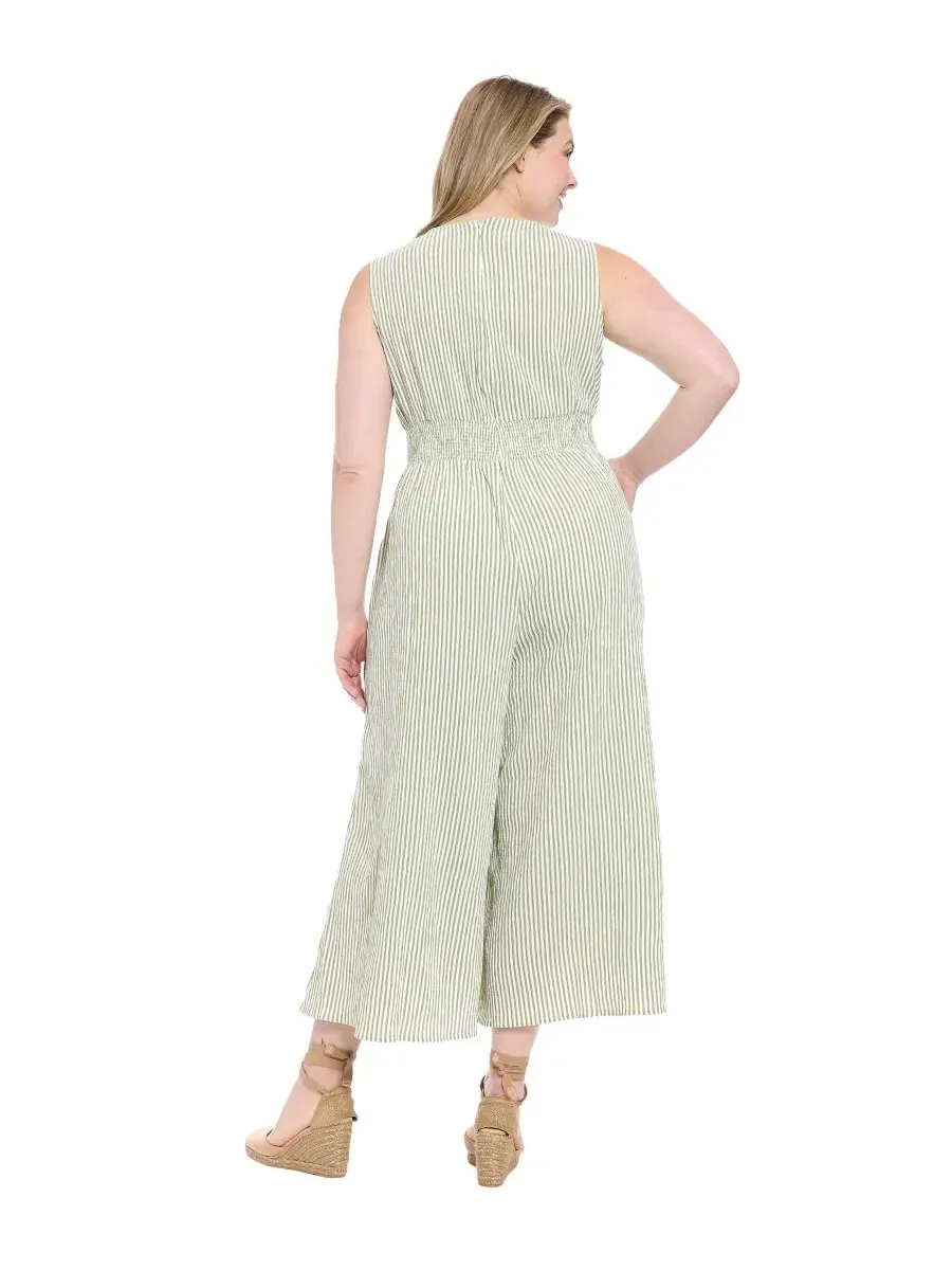 Комбинезон без рукавов с широкими штанинами, модель Sleeveless Crewneck Jumpsuit London Times — изображение 4 из 4