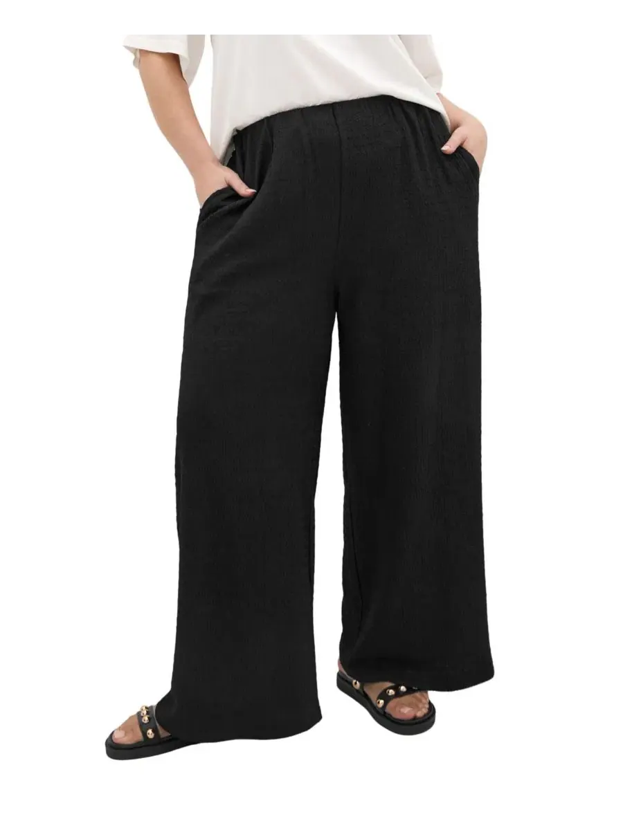 Брюки широкие с высокой посадкой Brianna Wide Leg CITY CHIC — изображение 1 из 5, черный