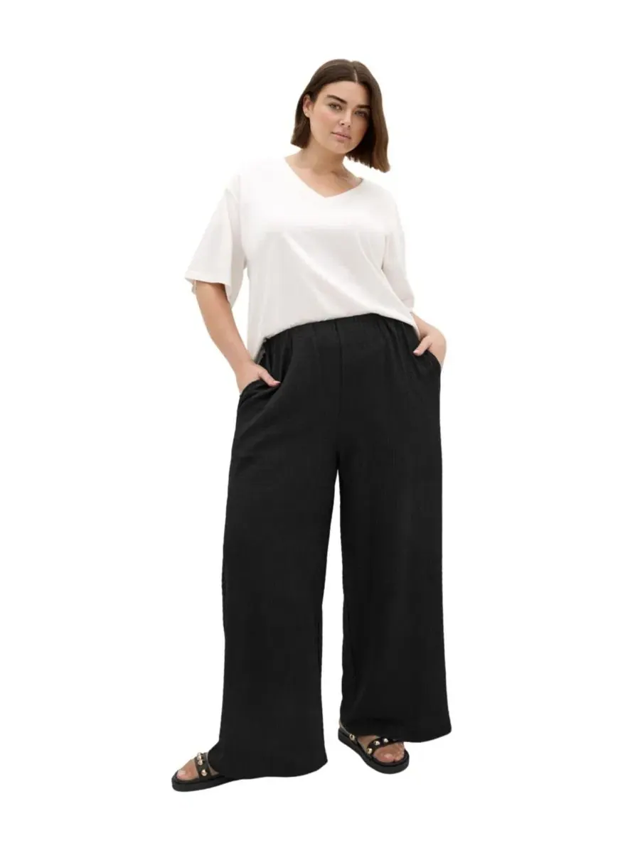 Брюки широкие с высокой посадкой Brianna Wide Leg CITY CHIC — изображение 3 из 5, черный