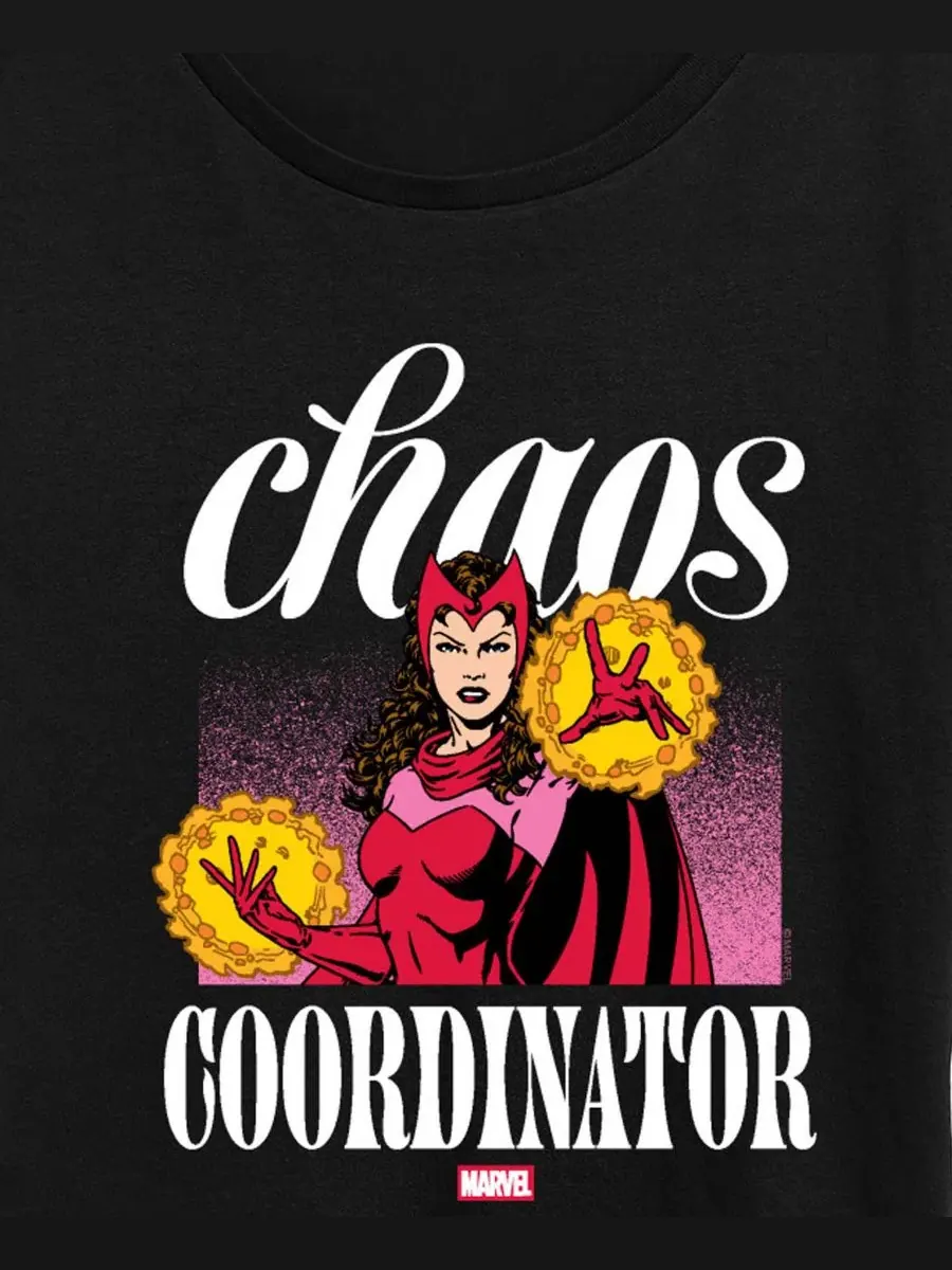 Футболка женская с принтом Scarlet Witch Chaos Coordinator, Plus Size Hybrid Apparel — изображение 2 из 3, черный