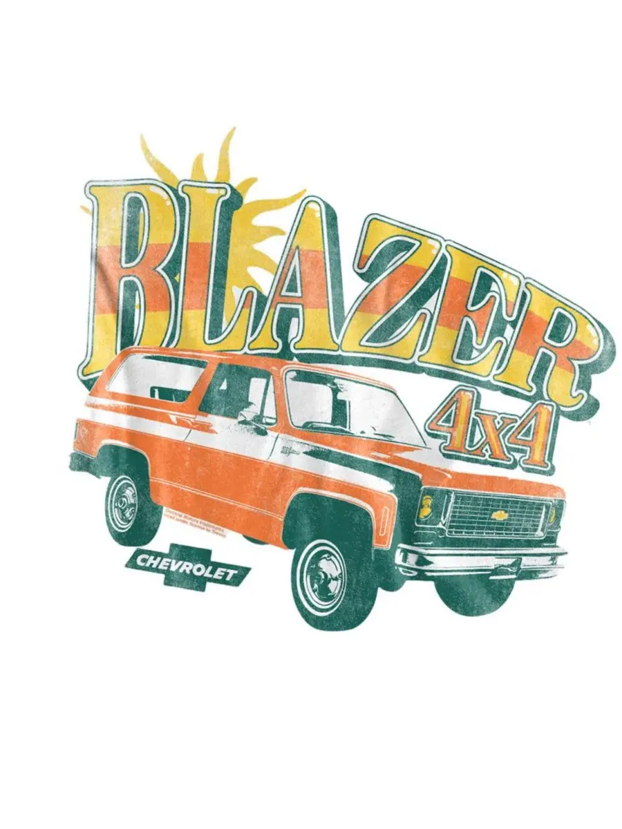 Футболка с принтом Chevrolet Blazer Retro Corvette — изображение 2 из 3, белый