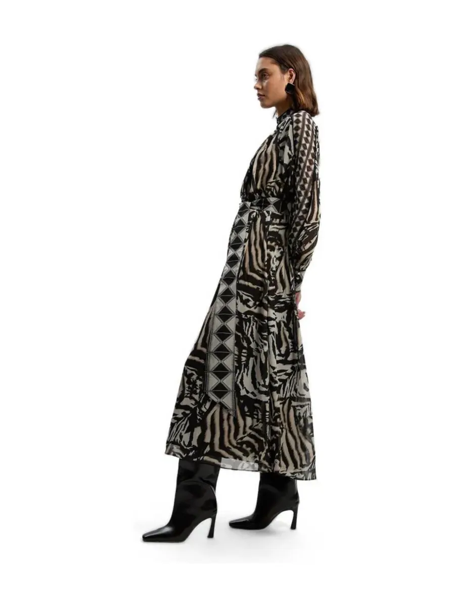Платье макси с принтом Animal Karen Millen — изображение 2 из 4, землистый