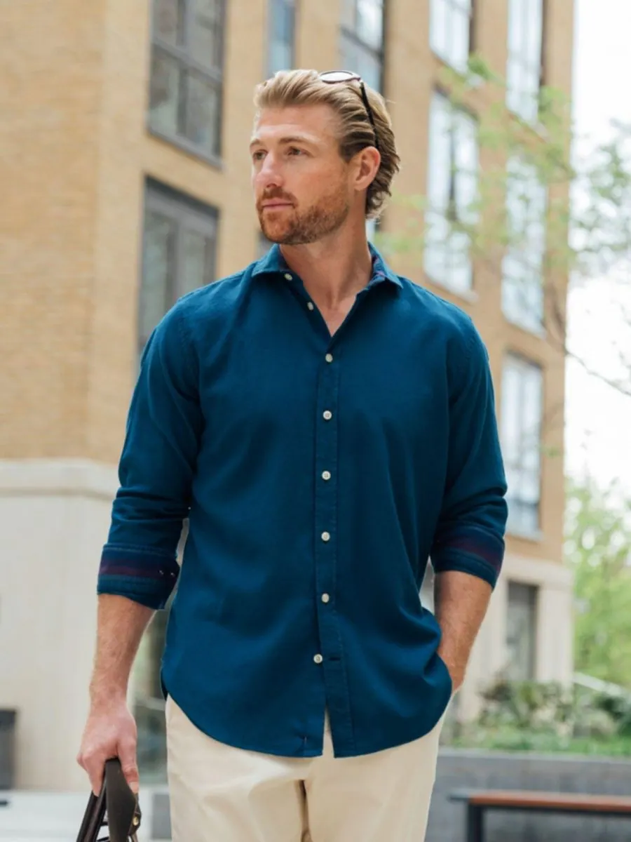 Мужская хлопковая рубашка с длинным рукавом Кикой Koy Clothing — изображение 3 из 8, синий