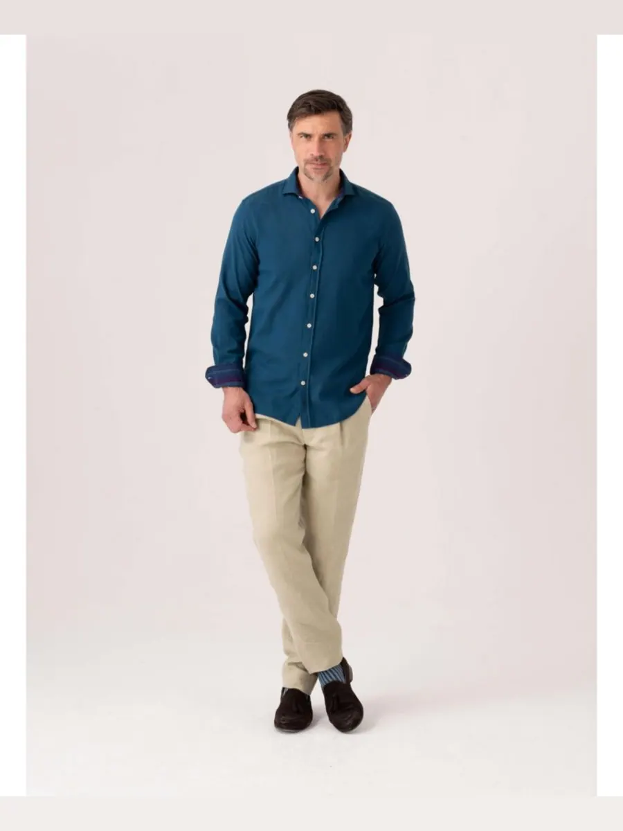 Мужская хлопковая рубашка с длинным рукавом Кикой Koy Clothing — изображение 5 из 8, синий