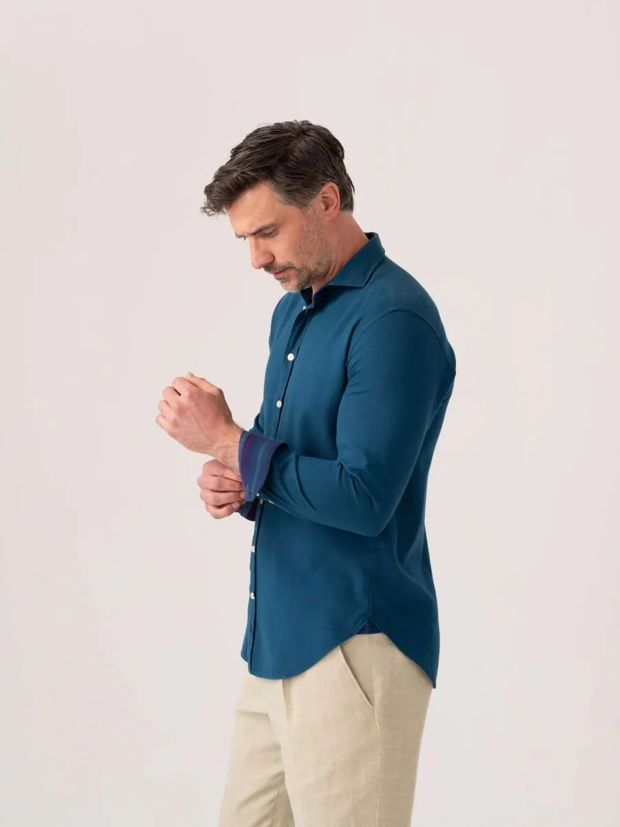 Мужская хлопковая рубашка с длинным рукавом Кикой Koy Clothing — изображение 7 из 8, синий