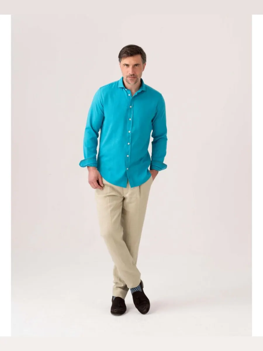 Мужская хлопковая рубашка с длинным рукавом Кикой Koy Clothing — изображение 4 из 8, светлый синий